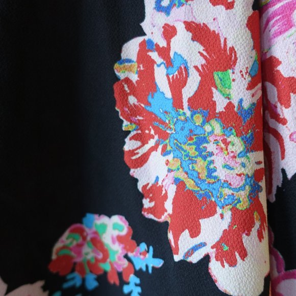 Zara black pink floral blouse shirt top S SM Small - Picture 7 of 16